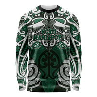 Personalised Maori Ngati Maniapoto Long Sleeve Shirt Silver Fern Kowhaiwhai Art