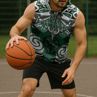 Personalised Maori Ngati Maniapoto Sleeveless Hoodie Silver Fern Kowhaiwhai Art