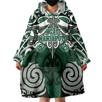 Personalised Maori Ngati Maniapoto Wearable Blanket Hoodie Silver Fern Kowhaiwhai Art