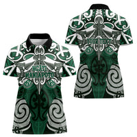 Personalised Maori Ngati Maniapoto Women Polo Shirt Silver Fern Kowhaiwhai Art