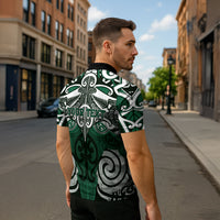 Personalised Maori Ngati Maniapoto Zipper Polo Shirt Silver Fern Kowhaiwhai Art