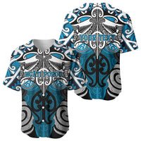 Personalised Maori Ngati Porou Baseball Jersey Silver Fern Kowhaiwhai Art
