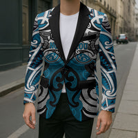 Personalised Maori Ngati Porou Blazer Silver Fern Kowhaiwhai Art
