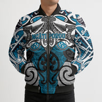 Personalised Maori Ngati Porou Bomber Puffer Jacket Silver Fern Kowhaiwhai Art