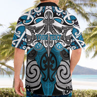 Personalised Maori Ngati Porou Hawaiian Shirt Silver Fern Kowhaiwhai Art
