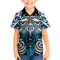 Personalised Maori Ngati Porou Kid Hawaiian Shirt Silver Fern Kowhaiwhai Art