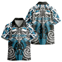 Personalised Maori Ngati Porou Kid Hawaiian Shirt Silver Fern Kowhaiwhai Art