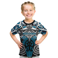 Personalised Maori Ngati Porou Kid T Shirt Silver Fern Kowhaiwhai Art