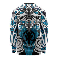 Personalised Maori Ngati Porou Long Sleeve Shirt Silver Fern Kowhaiwhai Art