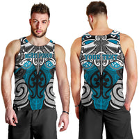 Personalised Maori Ngati Porou Men Tank Top Silver Fern Kowhaiwhai Art