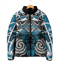 Personalised Maori Ngati Porou Padded Jacket Silver Fern Kowhaiwhai Art