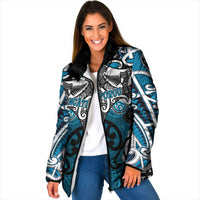 Personalised Maori Ngati Porou Padded Jacket Silver Fern Kowhaiwhai Art