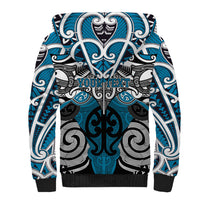 Personalised Maori Ngati Porou Sherpa Hoodie Silver Fern Kowhaiwhai Art
