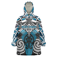 Personalised Maori Ngati Porou Wearable Blanket Hoodie Silver Fern Kowhaiwhai Art