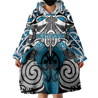 Personalised Maori Ngati Porou Wearable Blanket Hoodie Silver Fern Kowhaiwhai Art