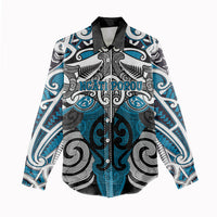 Personalised Maori Ngati Porou Women Casual Shirt Silver Fern Kowhaiwhai Art
