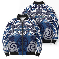 Personalised Maori Ngati Tuwharetoa Bomber Puffer Jacket Silver Fern Kowhaiwhai Art