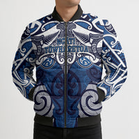Personalised Maori Ngati Tuwharetoa Bomber Puffer Jacket Silver Fern Kowhaiwhai Art