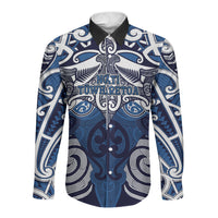 Personalised Maori Ngati Tuwharetoa Long Sleeve Button Shirt Silver Fern Kowhaiwhai Art