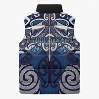Personalised Maori Ngati Tuwharetoa Sleeveless Puffer Jacket Silver Fern Kowhaiwhai Art