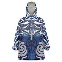 Personalised Maori Ngati Tuwharetoa Wearable Blanket Hoodie Silver Fern Kowhaiwhai Art