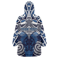 Personalised Maori Ngati Tuwharetoa Wearable Blanket Hoodie Silver Fern Kowhaiwhai Art