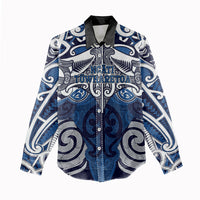 Personalised Maori Ngati Tuwharetoa Women Casual Shirt Silver Fern Kowhaiwhai Art