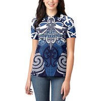 Personalised Maori Ngati Tuwharetoa Women Polo Shirt Silver Fern Kowhaiwhai Art