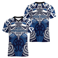 Personalised Maori Ngati Tuwharetoa Women V-Neck T-Shirt Silver Fern Kowhaiwhai Art