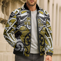 Personalised Maori Ngati Whatua Bomber Puffer Jacket Silver Fern Kowhaiwhai Art