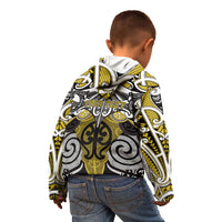 Personalised Maori Ngati Whatua Kid Hoodie Silver Fern Kowhaiwhai Art