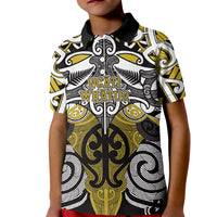 Personalised Maori Ngati Whatua Kid Polo Shirt Silver Fern Kowhaiwhai Art