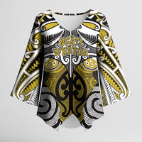 Personalised Maori Ngati Whatua Kimono Sleeve Blouse Silver Fern Kowhaiwhai Art