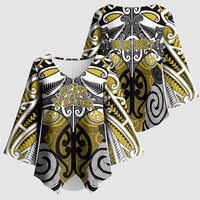 Personalised Maori Ngati Whatua Kimono Sleeve Blouse Silver Fern Kowhaiwhai Art