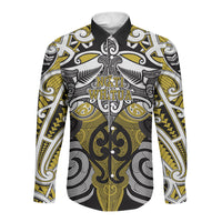 Personalised Maori Ngati Whatua Long Sleeve Button Shirt Silver Fern Kowhaiwhai Art