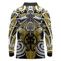 Personalised Maori Ngati Whatua Long Sleeve Polo Shirt Silver Fern Kowhaiwhai Art