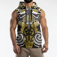 Personalised Maori Ngati Whatua Sleeveless Hoodie Silver Fern Kowhaiwhai Art