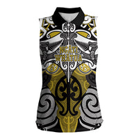 Personalised Maori Ngati Whatua Women Sleeveless Polo Shirt Silver Fern Kowhaiwhai Art