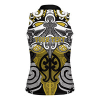 Personalised Maori Ngati Whatua Women Sleeveless Polo Shirt Silver Fern Kowhaiwhai Art