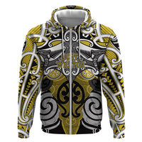 Personalised Maori Ngati Whatua Zip Hoodie Silver Fern Kowhaiwhai Art