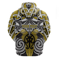 Personalised Maori Ngati Whatua Zip Hoodie Silver Fern Kowhaiwhai Art