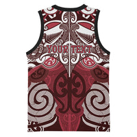 Personalised Maori Te Arawa Basketball Jersey Silver Fern Kowhaiwhai Art