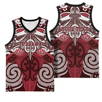 Personalised Maori Te Arawa Basketball Jersey Silver Fern Kowhaiwhai Art
