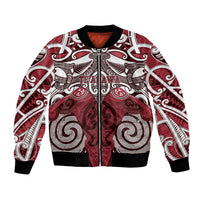 Personalised Maori Te Arawa Bomber Jacket Silver Fern Kowhaiwhai Art