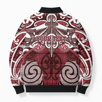 Personalised Maori Te Arawa Bomber Puffer Jacket Silver Fern Kowhaiwhai Art