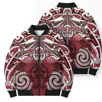 Personalised Maori Te Arawa Bomber Puffer Jacket Silver Fern Kowhaiwhai Art
