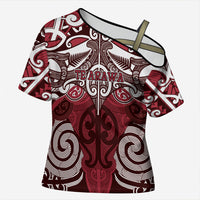 Personalised Maori Te Arawa Cross Shoulder Shirt Silver Fern Kowhaiwhai Art