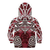 Personalised Maori Te Arawa Kid Hoodie Silver Fern Kowhaiwhai Art
