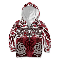 Personalised Maori Te Arawa Kid Hoodie Silver Fern Kowhaiwhai Art