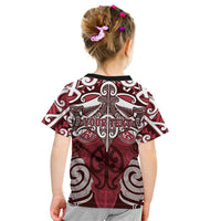 Personalised Maori Te Arawa Kid T Shirt Silver Fern Kowhaiwhai Art